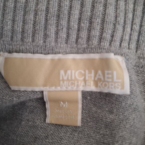 Michael Kors Womens Gray Cowl Neck Fringe Sweater Long Sleeve Loose Fit Medium - Picture 2 of 11